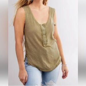 Free People We The Free Vacay Tank Top SZ Medium Cyprus Green